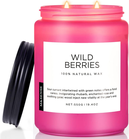 M&SENSE Wild Berries Large Soy Candles for Home Scented Organic Natural Soy Wax Candle 19.4oz 110