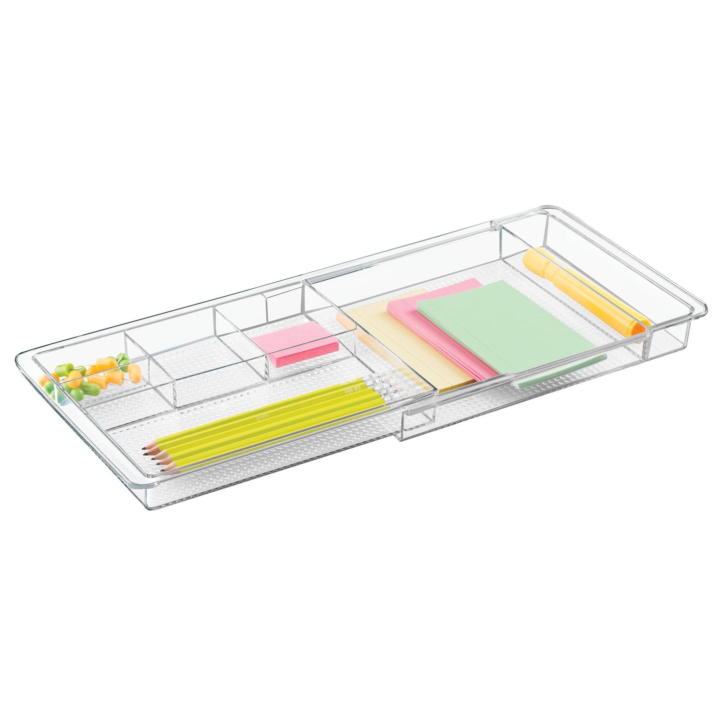 iDesign Expandable Makeup Drawer Organizer, Shallow Tray for Bathroom or Vanity Storage - Clear