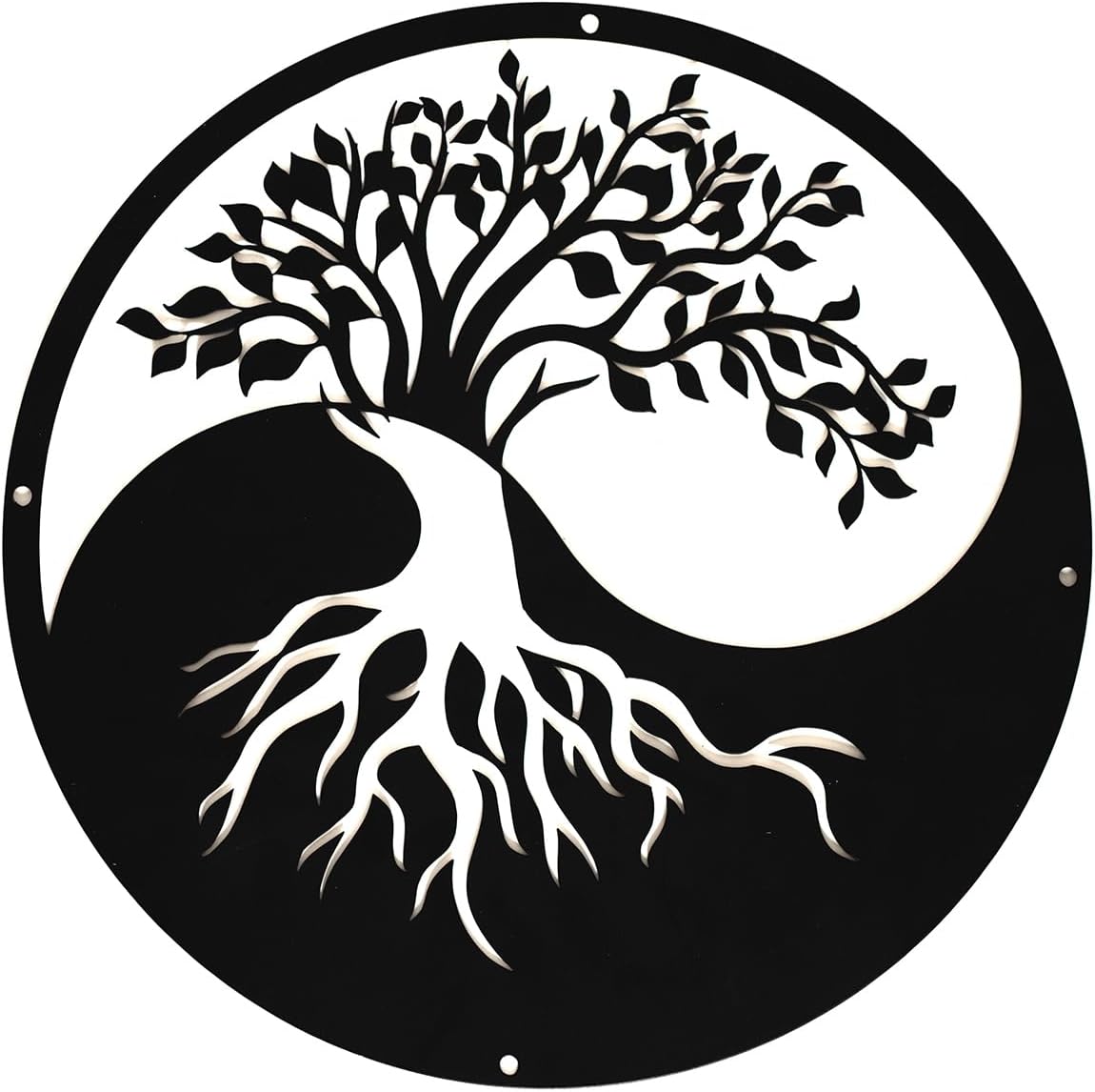 SHIMANY Black Metal Wall Art - Yin&Yang Tree Of Life Hanging Wall Sculpture for Living Room, Bedroom, Entryway, or Meditation Space