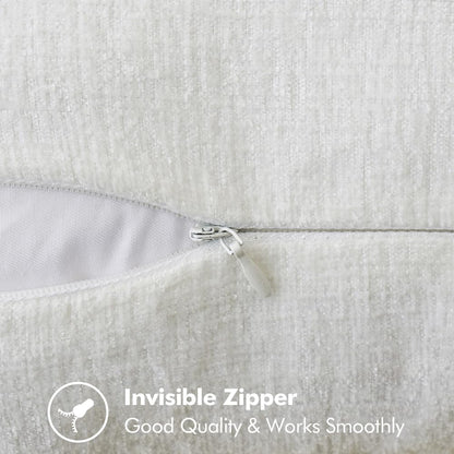 MIULEE Pack of 2 Christmas Pillow Covers 18x18 Inch Pure White Farmhouse Decorative Throw Pillow Covers with Stitched Edge Soft Chenille Solid Dyed Couch Pillow Covers for Sofa Bed Living Room