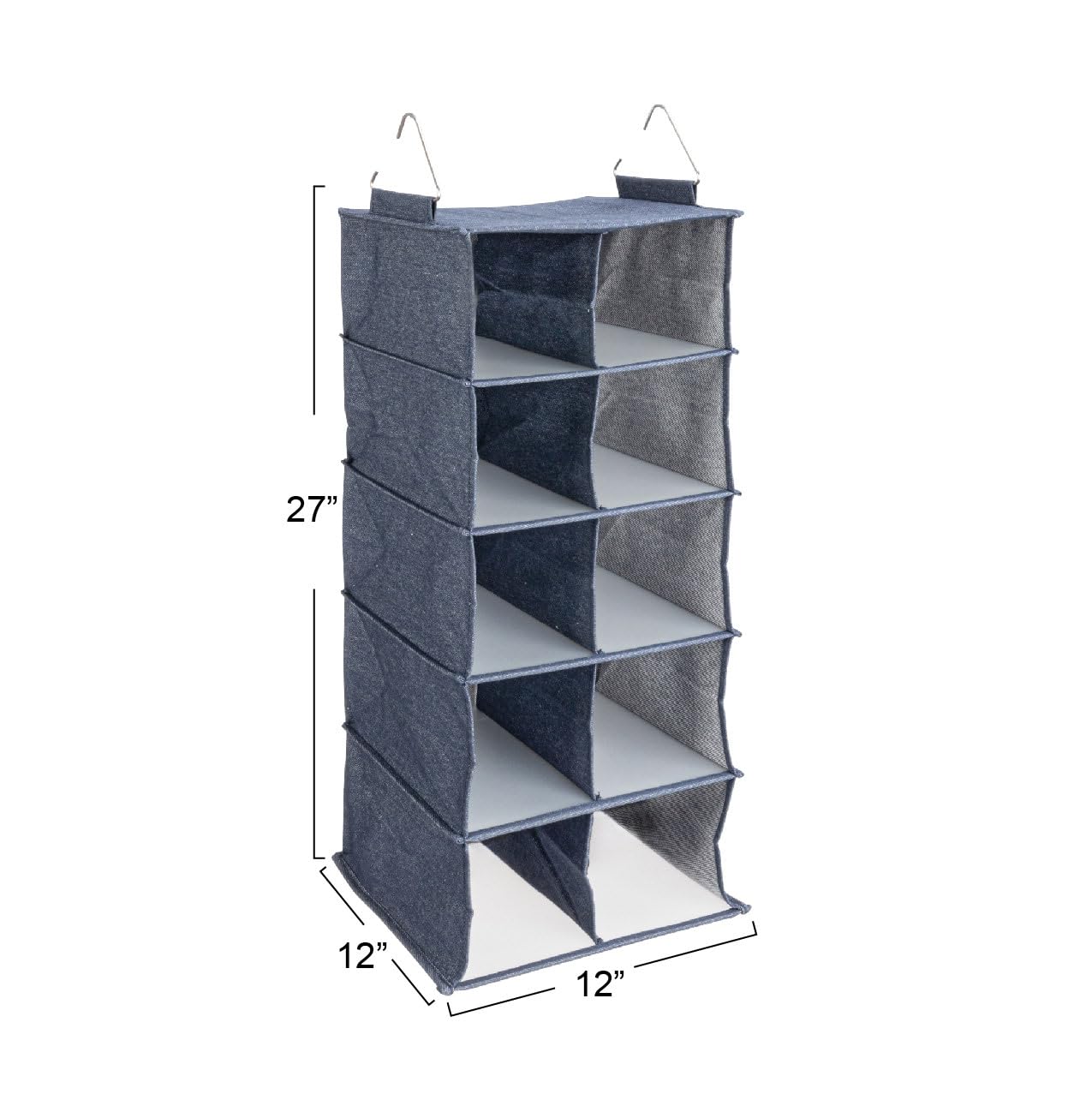 Household Essentials Hanging Cotton Blend and Plastic Closet Shoe Organizer with 10 Storage