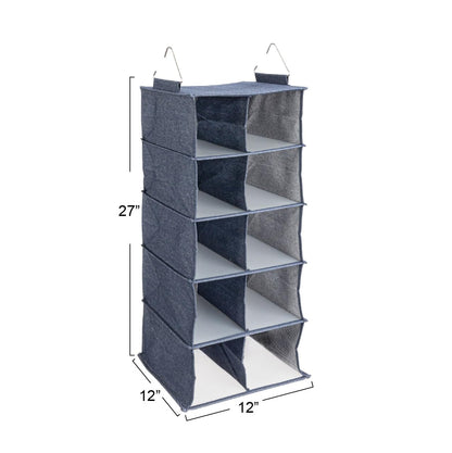 Household Essentials Hanging Cotton Blend and Plastic Closet Shoe Organizer with 10 Storage