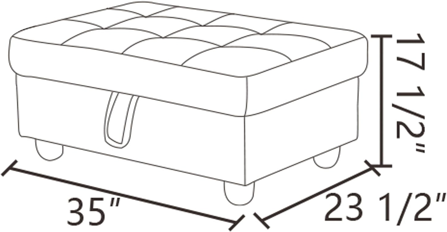 Ottoman Rectangular Storage Ottoman Bench, Flannel Footrest Stool Footstool with Lid for Living Room, Bedroom, Entryway, Black Gray, 35"x23.5"x17.5"