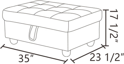 Ottoman Rectangular Storage Ottoman Bench, Flannel Footrest Stool Footstool with Lid for Living Room, Bedroom, Entryway, Black Gray, 35"x23.5"x17.5"