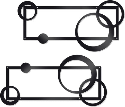 OYEFLY 2 Pcs Metal Abstract Wall Art,Modern Geometric Decor (Black, style 2)