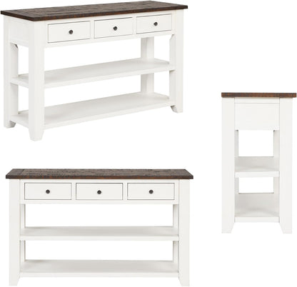 Farmhouse Wood Entryway Console Table 48-Inch Modern Sofa Entry Table with Drawers and Storage Shelves for Entrance Living Room (Antique White)