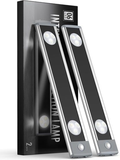 Under Cabinet Lights, Wireless Motion Sensor Light Indoor,10in LED White Lighting Rechargeable Battery Operated,4 Modes Night Light, Stick-On Magnetic Closet Lights for Kitchen, Hallway(2 Pack)