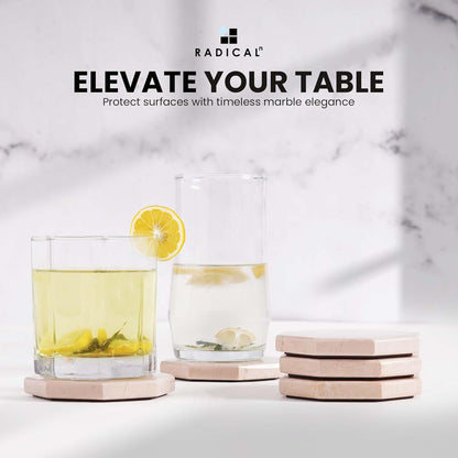 Radicaln Marble Coasters Star 3.5" Inches Verona Handmade Drink Coasters Set of 6 for Coffee Table, Car Cup Holders & Bar Use, Ideal Coffee Table Decor