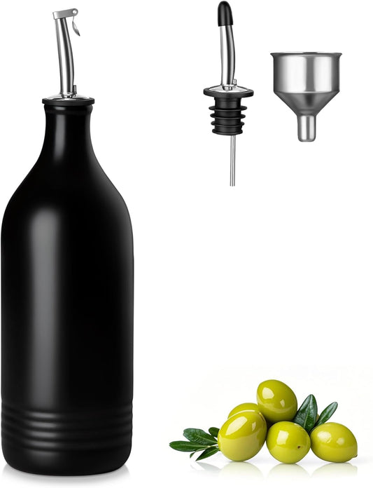 vancasso 20 Oz Ceramic Olive Oil Dispenser Bottle, Bottle Dispenser with Spout and Funnel for