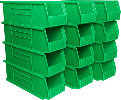 Akro-Mils 30234 AkroBins Plastic Storage Bins, 15"x5"x5", Green, 12-Pack