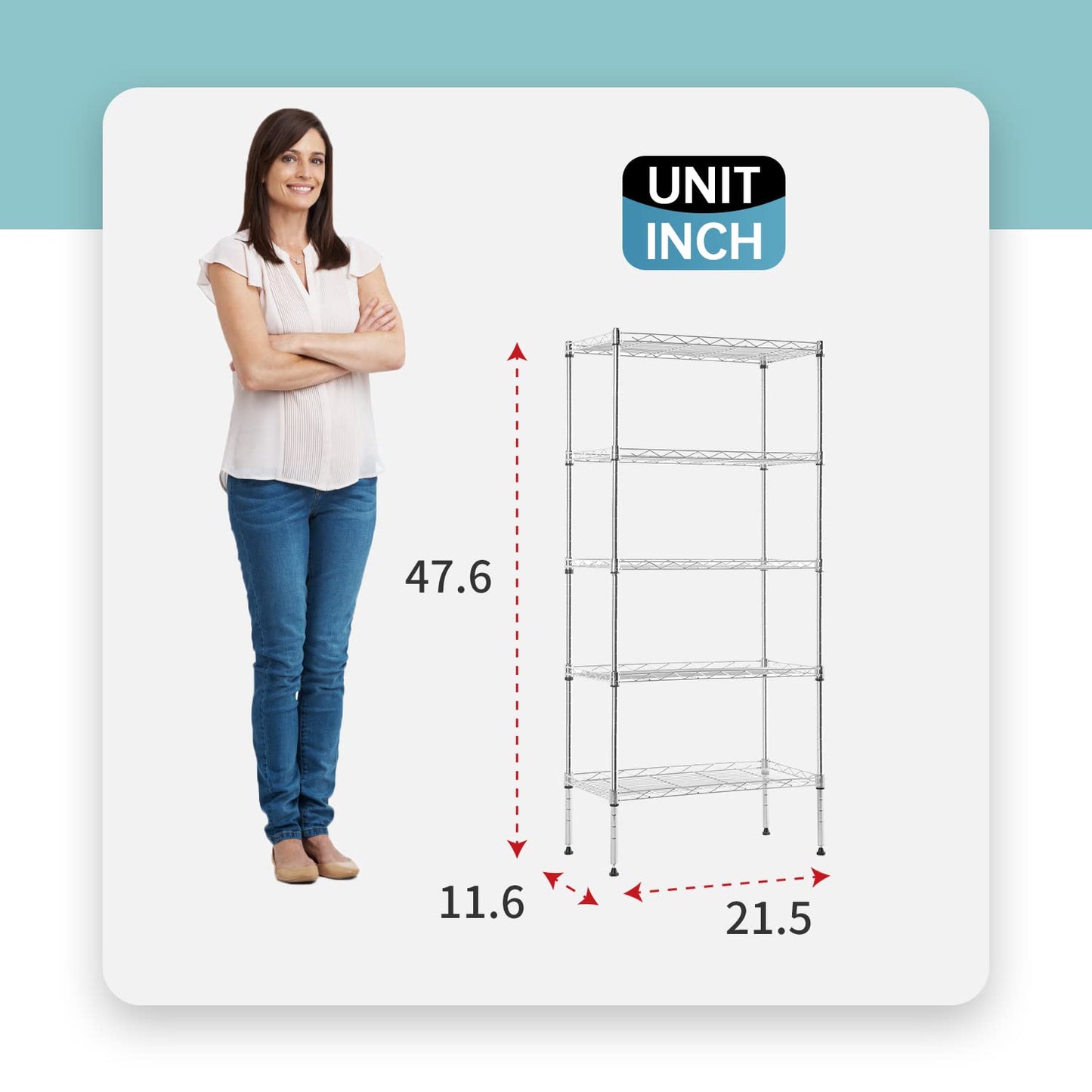 Adjustable NSF-Certified Metal Shelf Wire Shelving Unit Storage for Small Places Restaurant Garage