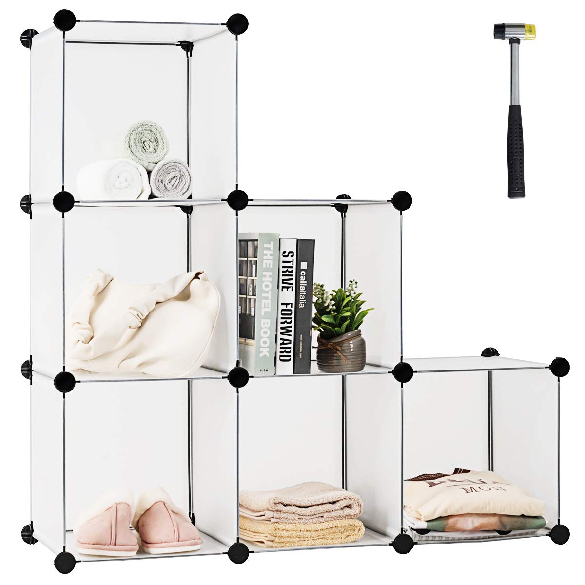 Tangkula 6 Cubes Storage Organizer, DIY Plastic PP Closet Cabinet w/Rustproof Steel Frame, Portable
