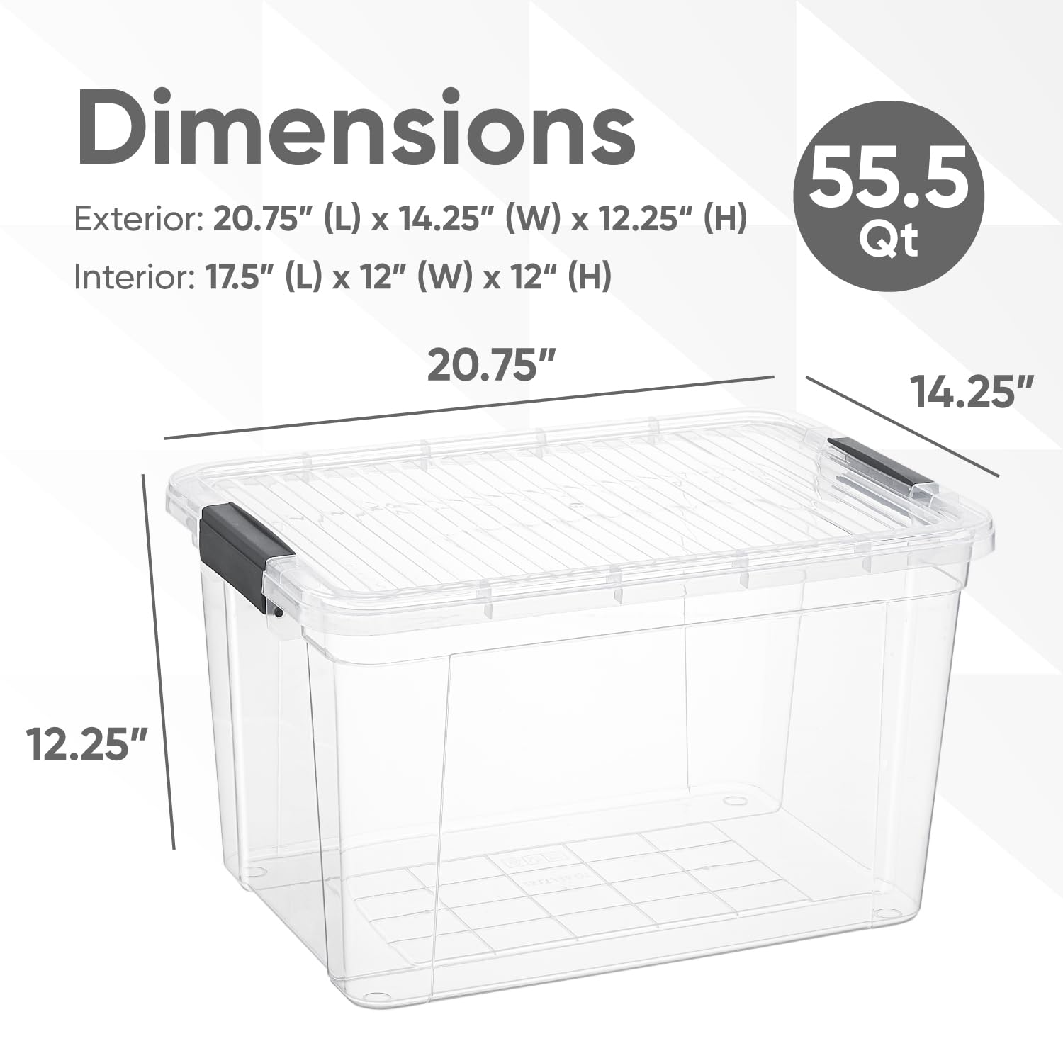 Superio Clear Storage Boxes with Lids, 49 Quart Plastic Container Bins for Organizing, Stackable