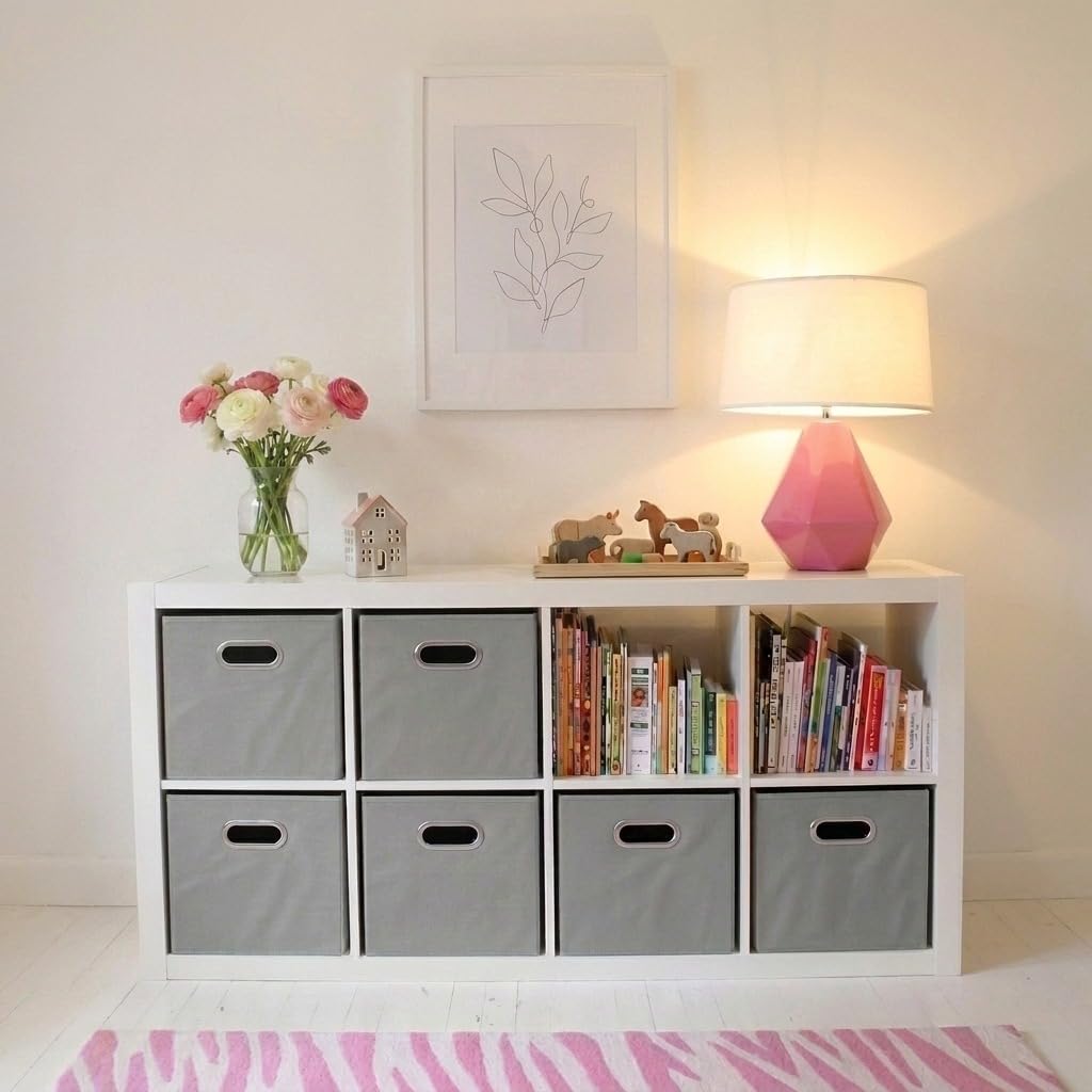 Household Essentials Fabric Storage Bins in Strong Poly‑Woven Fabric, Sturdy Chipboard Sides