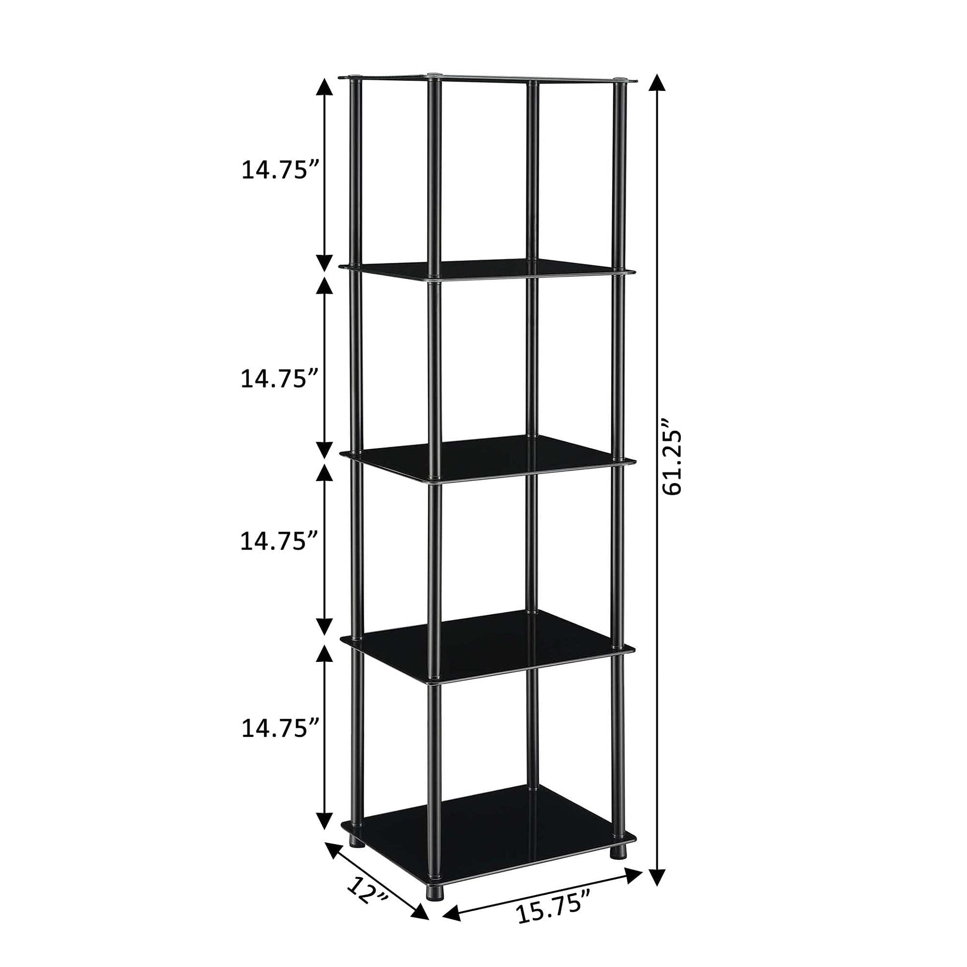 Convenience Concepts Designs2Go Classic Glass 5 Tier Tower 15.75" - Modern, Contemporary Bookshelf
