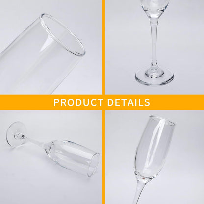 6 oz Champagne Flutes Glass, Wine Flutes Set of 12, for Champagne, Wine, High-End Banquets, Parties, Bars, Weddings, Gifts (12pcs)
