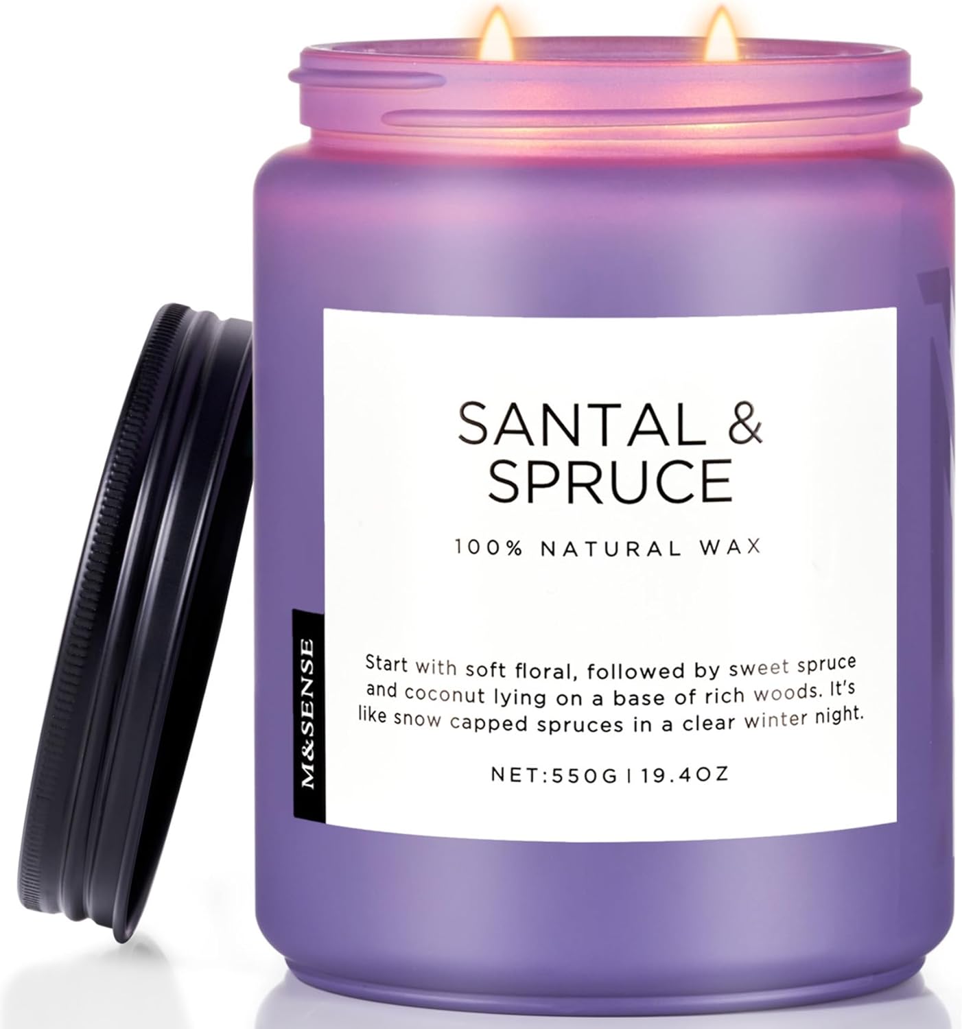 M&SENSE Sweet Spruce Coconut Soy Candles for Home Scented, 19.4oz 110 Hour Slow Burning Large Candle Gift for Stress Relief, Meditation, Relaxing SPA, Best Smelling Christmas Gifts