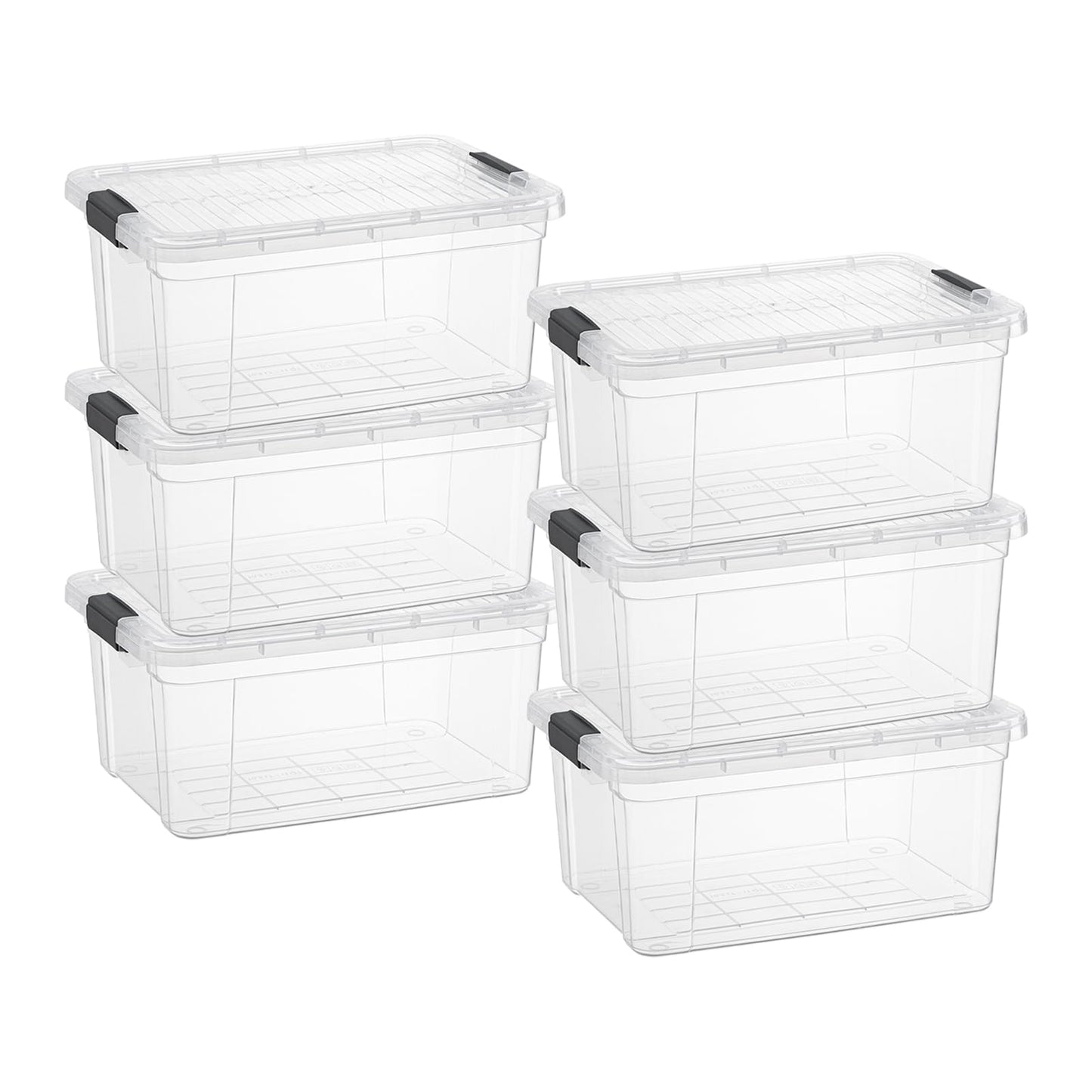 Superio Small Clear Storage Boxes with Lids, 11 Quart Plastic Container Bins for Organizing