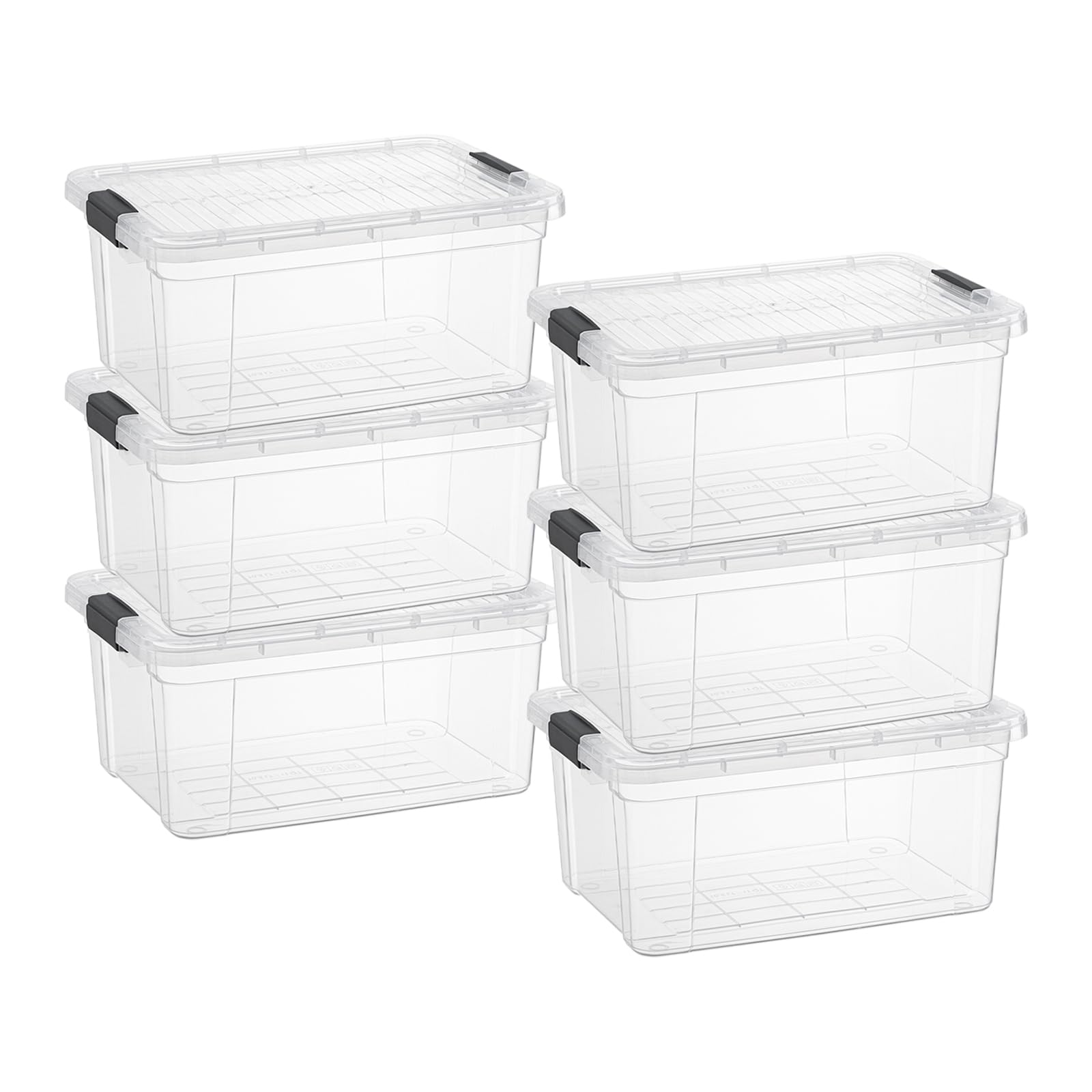 Superio Small Clear Storage Boxes with Lids, 11 Quart Plastic Container Bins for Organizing
