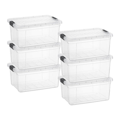 Superio Small Clear Storage Boxes with Lids, 11 Quart Plastic Container Bins for Organizing