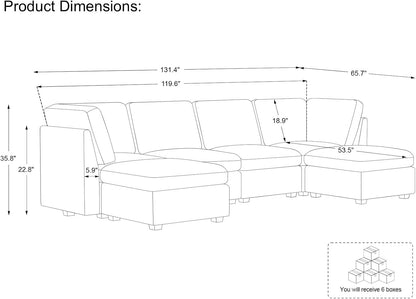Belffin Modular Sectional Sofa with Storage Ottoman, Oversized Cloud Couch Sectional with Extra Deep Seat, Convertible Upholstered U Shaped Sectional Couches for Living Room, Plush Corduroy Green