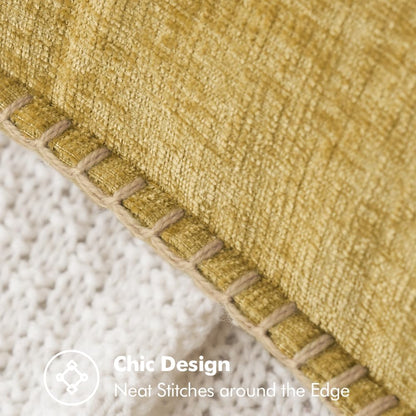 MIULEE Pack of 2 Couch Throw Pillow Covers 16x16 Inch Mustard Yellow Farmhouse Decorative Pillow Covers with Stitched Edge Soft Chenille Solid Dyed Fall Pillow Covers for Sofa Bed Living Room