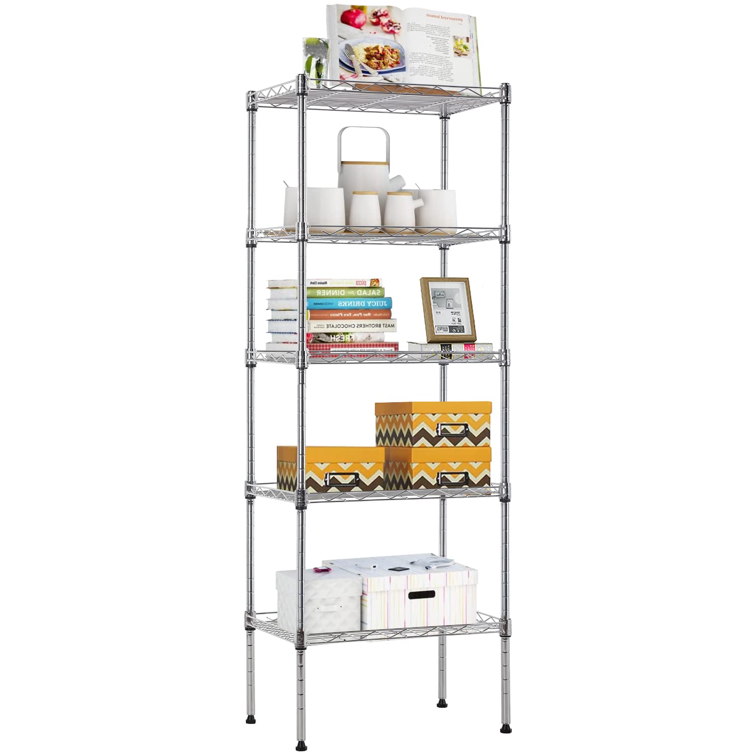 BestOffice Adjustable NSF-Certified Metal Shelf Wire Shelving Unit Storage for Small Places