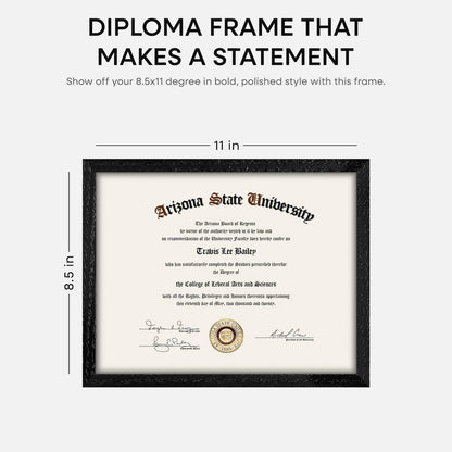 Homeforia 8.5x11 Diploma Frame Black Wood, High End Oak 8.5 x 11 Certificate Frames, 11x8.5 Black Document Frames for Wall or Tabletop, 8.5 by 11 Award Wooden Frame, Tempered Glass, Wall Kit, Set of 1