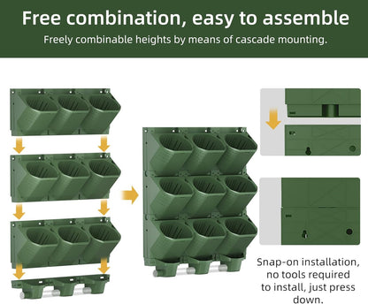 Self Watering Wall Mounted Vertical Planter, 36 Pots Wall Planter Indoor Vertical Living Green Plant Wall Easy Installation (Green with Timing System)
