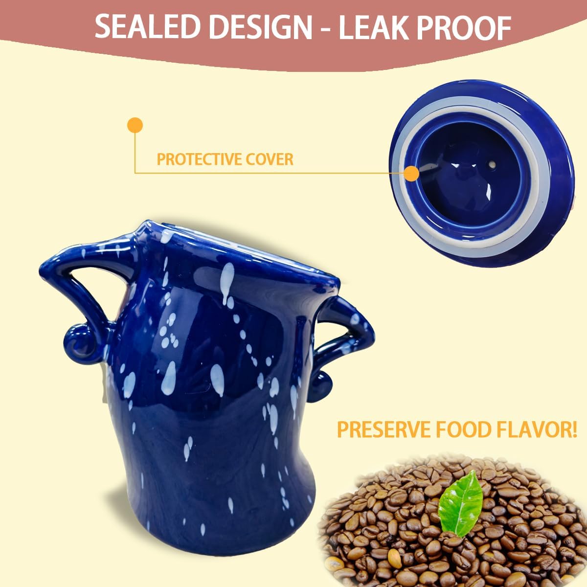 Ceramic Kitchen Canister with Silicone Seal Lid,Modern Elegant Design Airtight Lid Storage Food Jar Canister for Kitchen Sugar Coffee Tea Spice or More (Colorful)