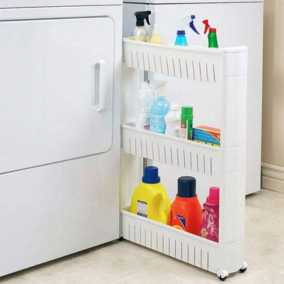 Modern Home Narrow Sliding Storage Organizer Rack - Laundry/Bathroom/Kitchen Portable Storage