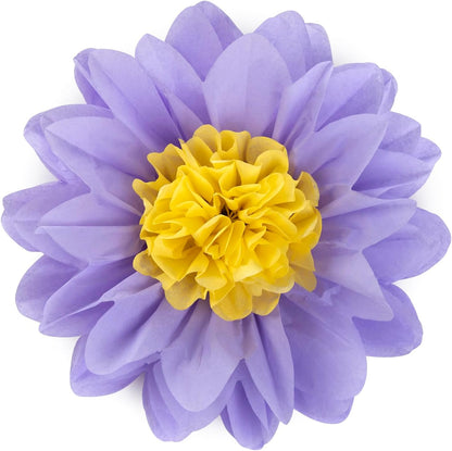 MISU Pink Purple Paper Flowers Tissue Paper Pom Poms Sunflower Daisy Flowers for Party Decorations, 10 Inch, Pack of 18