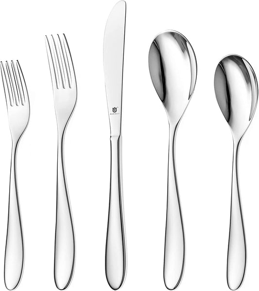 Silverware Set for 16 | 18/10 Stainless Steel Flatware Set | Mirror Finish, Heavy-Duty, Dishwasher