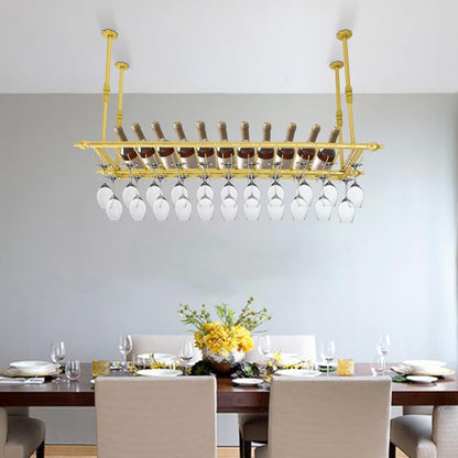 Hanging Wine Rack 47" Wall Mounted Wine Glass Rack Ceiling Adjustable Hanging Bar Glass Holder Shelves for Kitchen Bar Restaurants Industrial Iron Storage Shelf