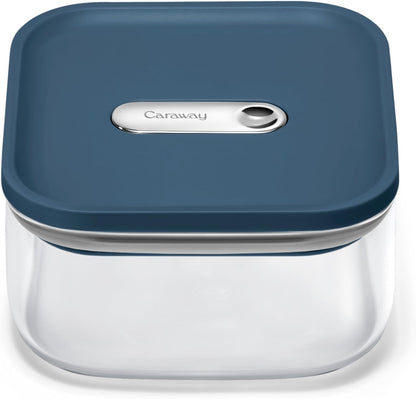 Caraway 1qt Glass Airtight Food Storage Container with Lid – Non-Toxic, BPA-Free Kitchen Storage Container – Stackable, Space-Saving Airtight Container for Dry Goods and More - Navy