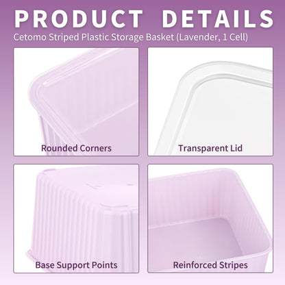 Cetomo Plastic Underwear Drawer Organizer with Lid, Lidded Storage Box for Bras, Plastic Basket for