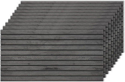 IZODEKOR 3D Wood Effect Styrofoam Wall Panels - Faux Wood Look Wall Panels for Living Room - Fake Acoustic Wood Slat Wall Panels - Pack of 10, Covers 50 sq ft.