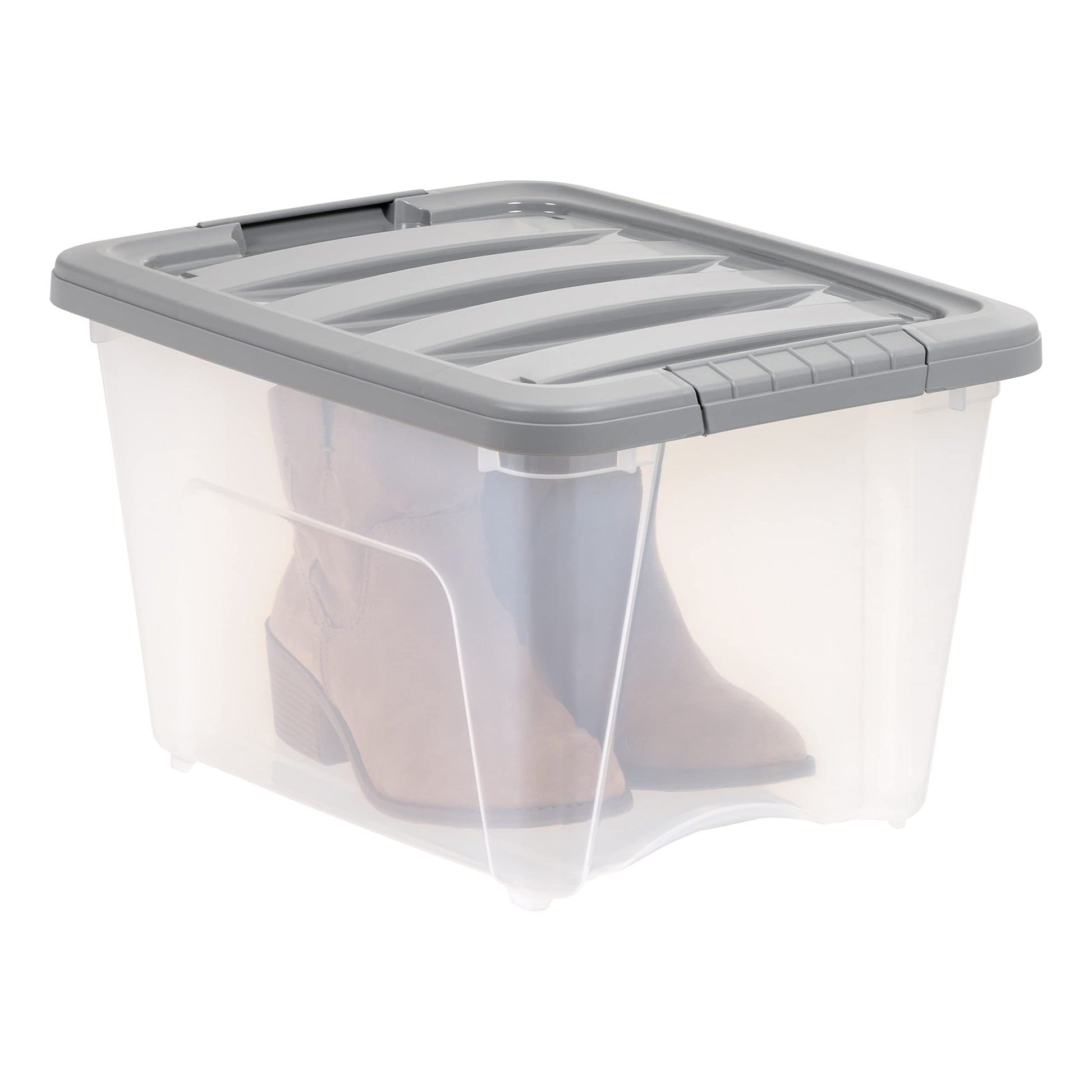 Amazon Basics Plastic Storage Containers with Secure Latching Lids, Stackable Organization Bins