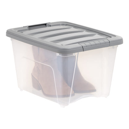 Amazon Basics Plastic Storage Containers with Secure Latching Lids, Stackable Organization Bins