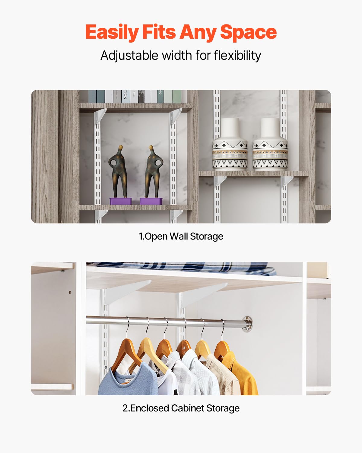 VEVOR Shelf Pilaster, 60-inch 5 Pack, Dual Track Upright Wall Shelving System, Heavy Duty Support