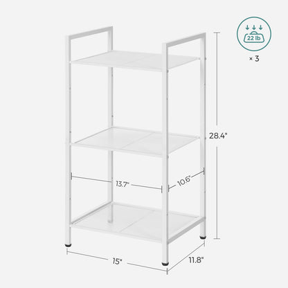 SONGMICS 3-Tier Storage Rack, Bathroom Shelf, Extendable Plant Stand with Adjustable Shelf, for