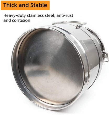 Stainless Steel Milk Can, 20 L/5.25 Gallon Heavy Duty Airtight Storage Canister Milk Bucket with Lid, Embedded Silicone Milk Jug Wine Pail Water Cereals Bucket with Three Latches and Two Handles