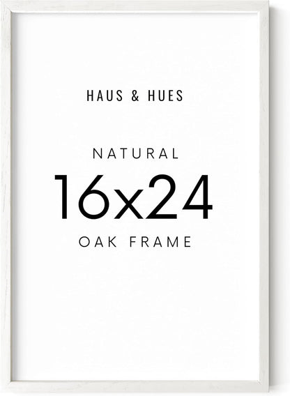 HAUS AND HUES 16x24 Frame - Set of 1 16 x 24 Poster Frame, 16x24 Picture Frame Light Wood, 16x24 Picture Frame, 16x24 Frame Wood, 16 by 24 Inch Picture Frame, 16x24 Photo Frame (White Oak Frame)