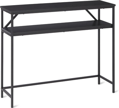 Amazon Basics Rectangular Console Table with Storage Shelf, Steel Frame, 39x31x11.8 in, Black