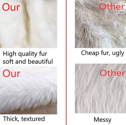 AOGU 30 Inch Faux Fur Christmas Tree Skirt White Plush Skirt for Merry Christmas Party Christmas Tree Decoration