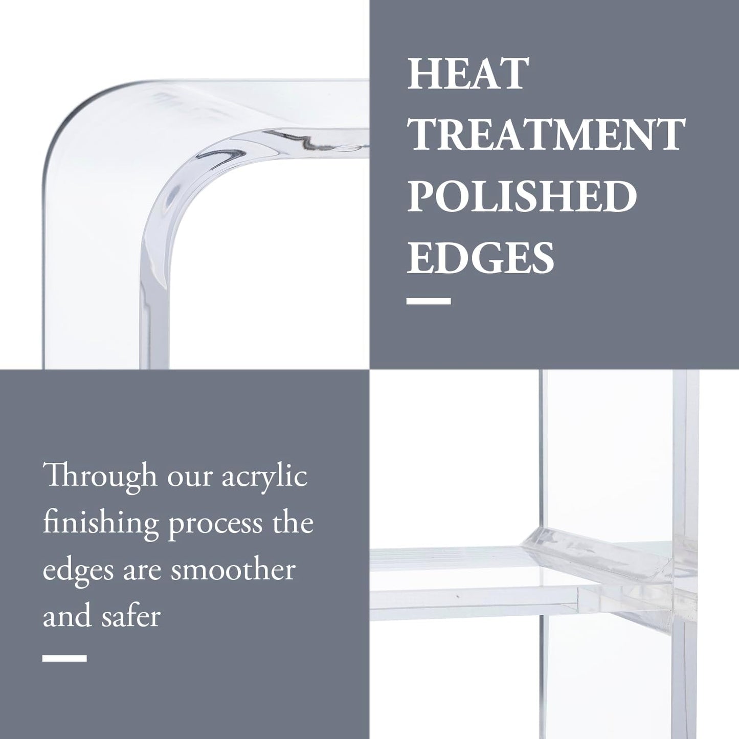 MyGift Premium 15mm Clear Acrylic Entryway Console Table with Bottom Display Shelf, 2 Tier Living Room Sofa Back Storage Shelves Modern Luxury Home Decor