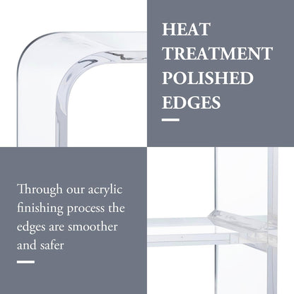 MyGift Premium 15mm Clear Acrylic Entryway Console Table with Bottom Display Shelf, 2 Tier Living Room Sofa Back Storage Shelves Modern Luxury Home Decor