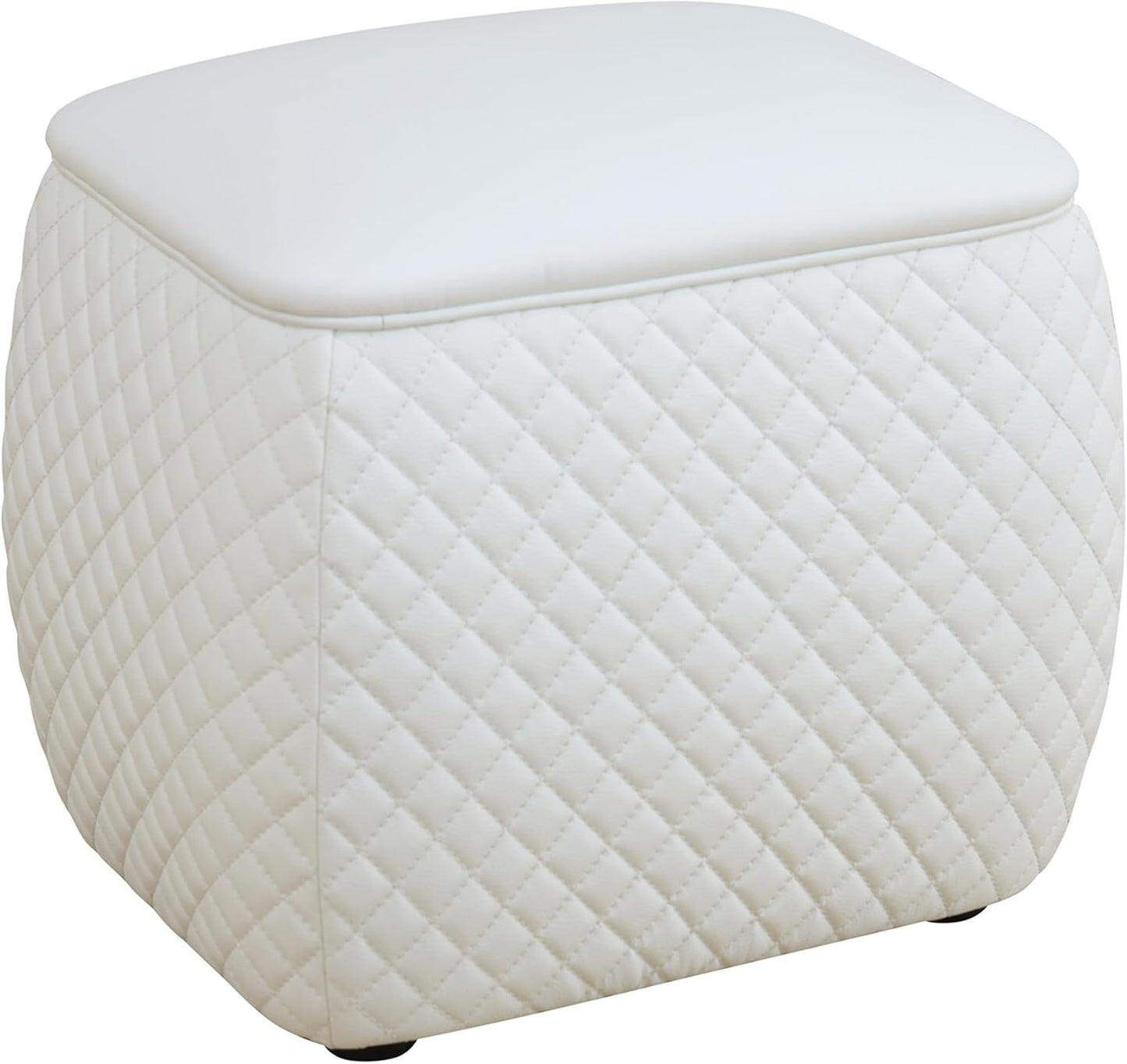 Ottoman Rectangular Storage Ottoman Bench, Faux Leather Footrest, Stool Footstool for Living Room, Bedroom, Entryway, White, 19.5"x15.5"x18"