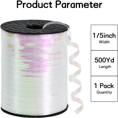 BEISHIDA 500 Yards White Ribbons Curling Ribbon 5mm for Gift Wrapping, Thin Curly Ribbon for Craft Balloon String Birthday Party Decoration Embellish Wedding