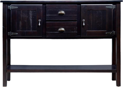 Solid Wood Farmhouse Console Table,Sofa Table with Storage Drawers and Shelves,Entryway Table for Entry Hallway Foyer Sofa Side Table,Fully Assembled(48" Espresso)